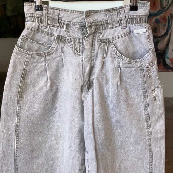 Vintage light gray paper bag waist denim - Picture 3 of 7